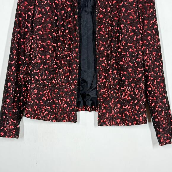 Sandro Open Lace Blazer Women's Size 36 Pink Black Elegant Career Workwear - Picture 4 of 8